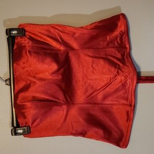Sexy...sensual cacique Plus Size Strapless Red Satin Lace Up Corset